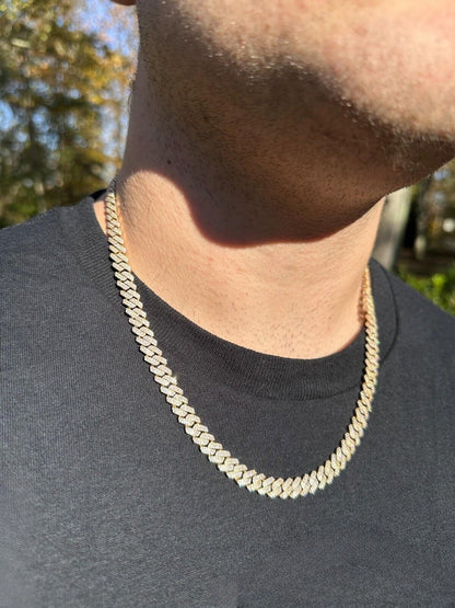 8mm Solid 14k Gold MOISSANITE Real Miami Cuban Link Prong Chain Iced Necklace