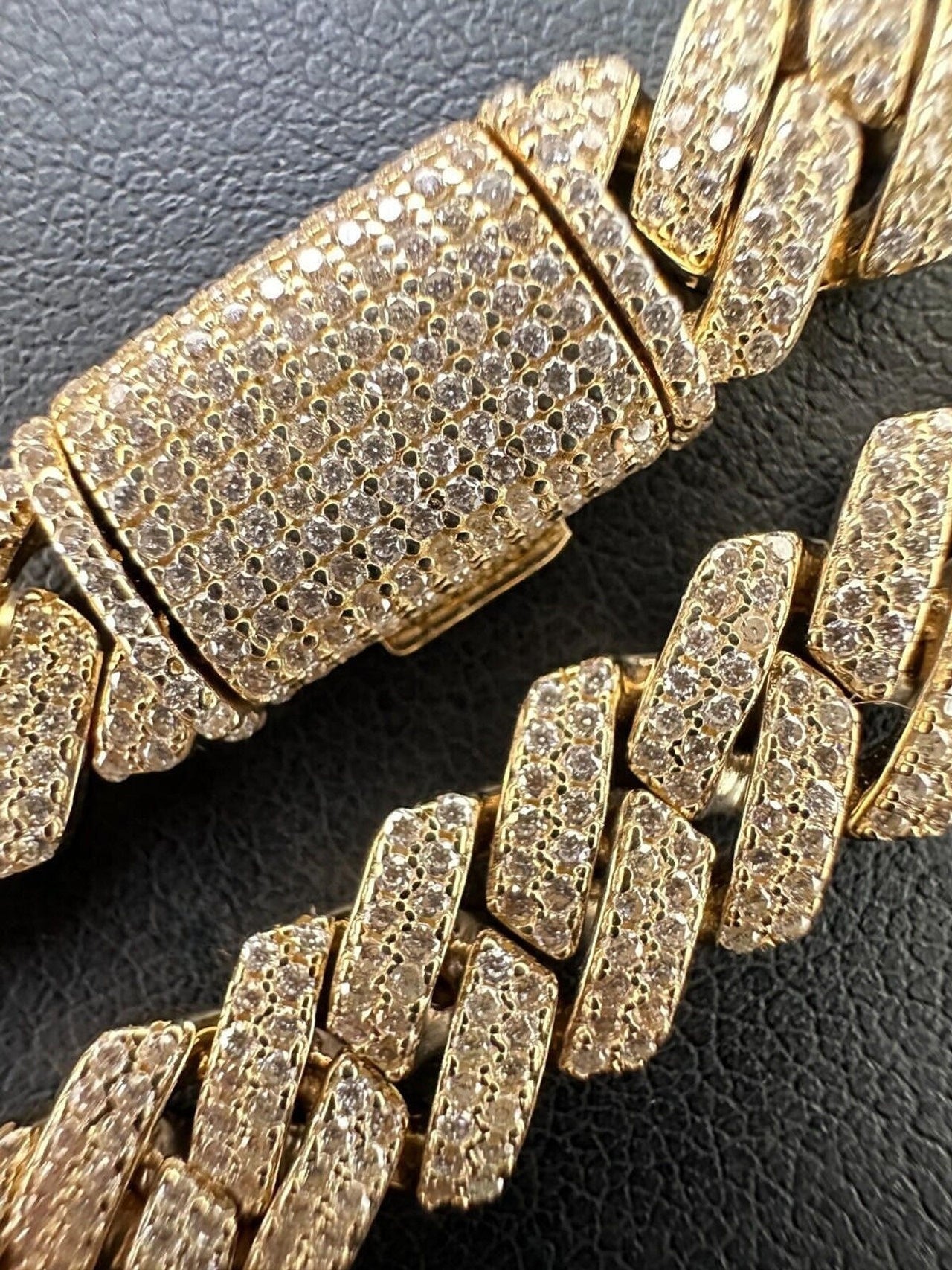 8mm Solid 14k Gold MOISSANITE Real Miami Cuban Link Prong Iced Hip Hop Bracelet
