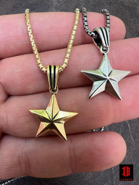 925 Silver 14k Gold Vermeil Star Superstar Oxidized Pendant Necklace Charm