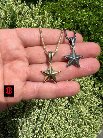 925 Silver 14k Gold Vermeil Star Superstar Oxidized Pendant Necklace Charm