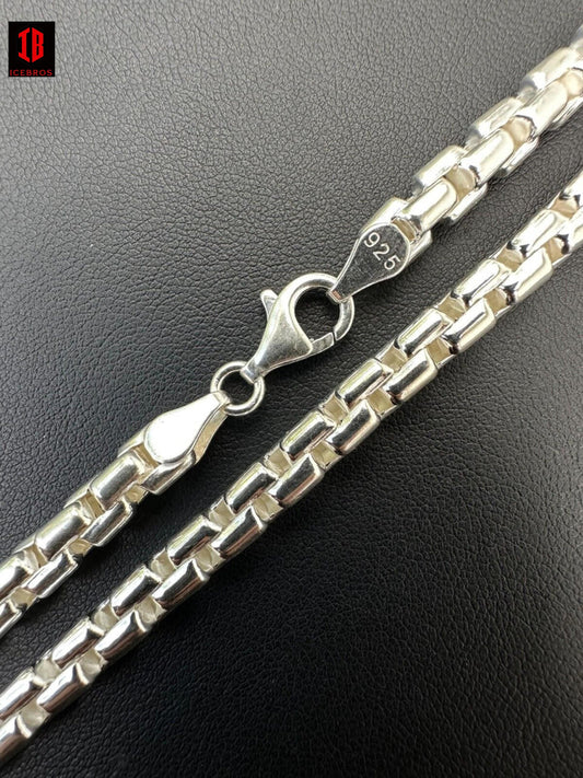 925 Sterling Silver 6mm Men's Round Vermeil Rolo Link Chain Necklace