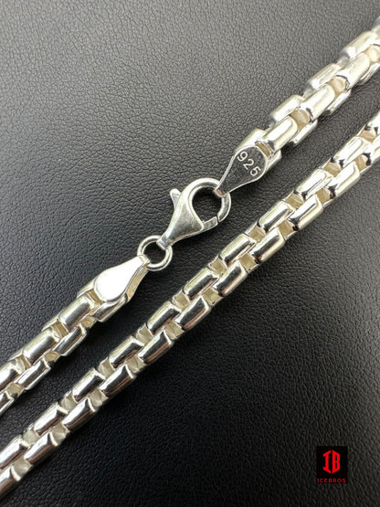 925 Sterling Silver 6mm Men Round Rolo Link Polished Link Bracelet