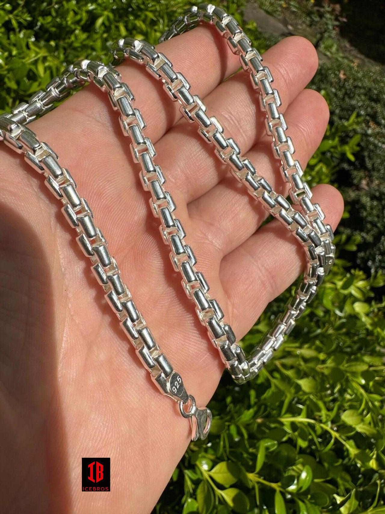 925 Sterling Silver 6mm Men's Round Vermeil Rolo Link Chain Necklace