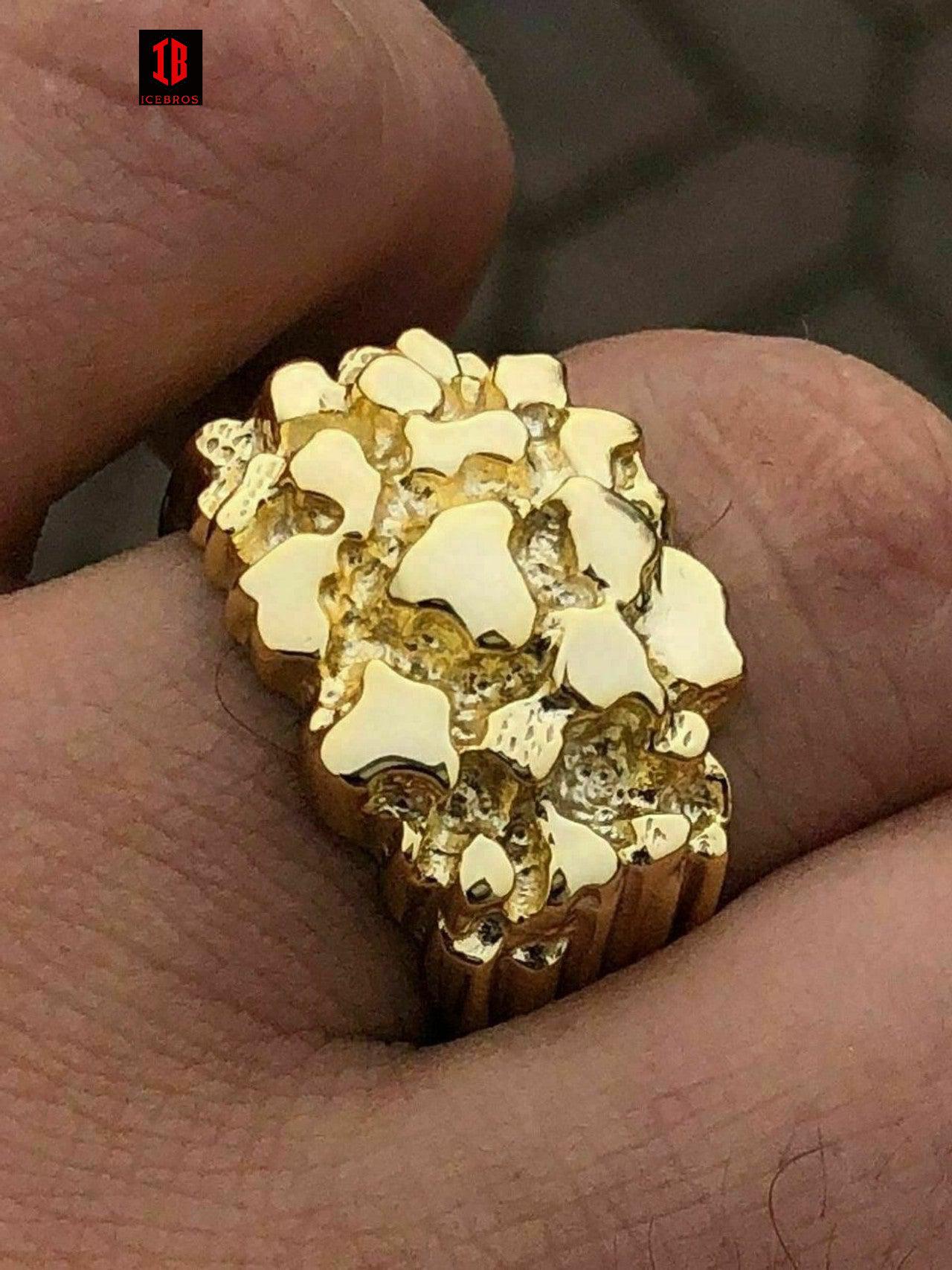 UNISEX Men's Solid 10k Yellow Gold Heavy Nugget Ring 11-13 Grams