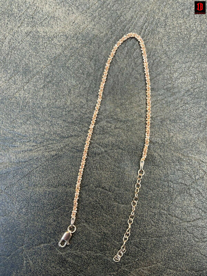 Ankle Bracelet 3mm Sparkle Rope Anklet 14k Rose Gold Over 925 Silver 8"-11.5