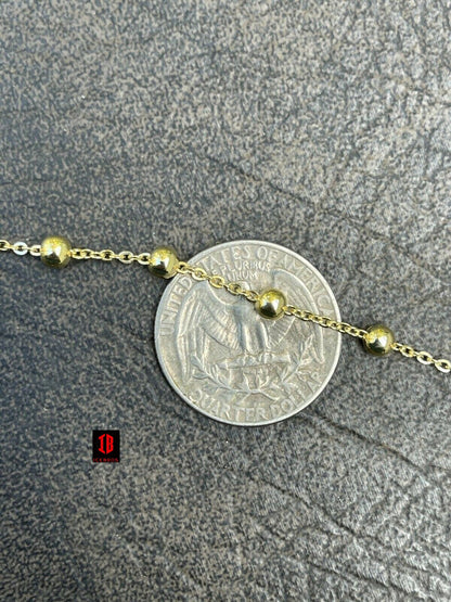 Beaded Ankle Bracelet Anklet 14k Gold Vermeil 925 Silver 8"-11.5" Girls Ladies