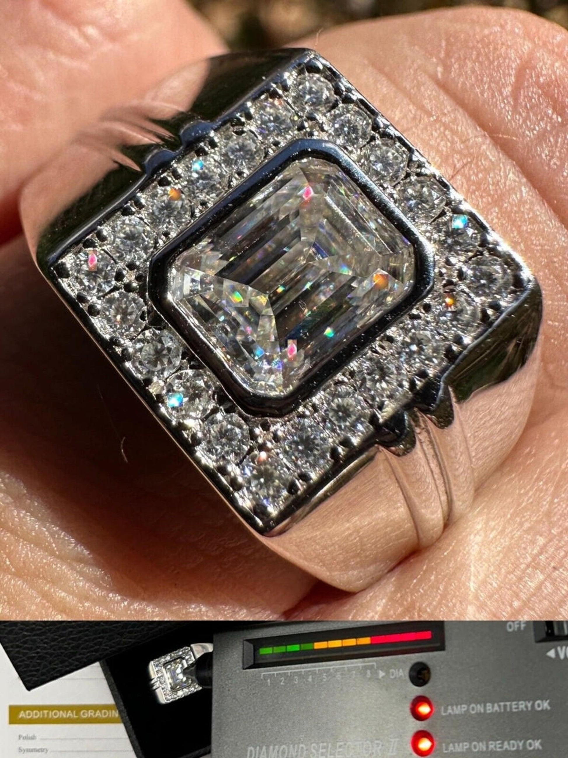 White Gold 2.6 Carat Emerald Cut Moissanite Ring