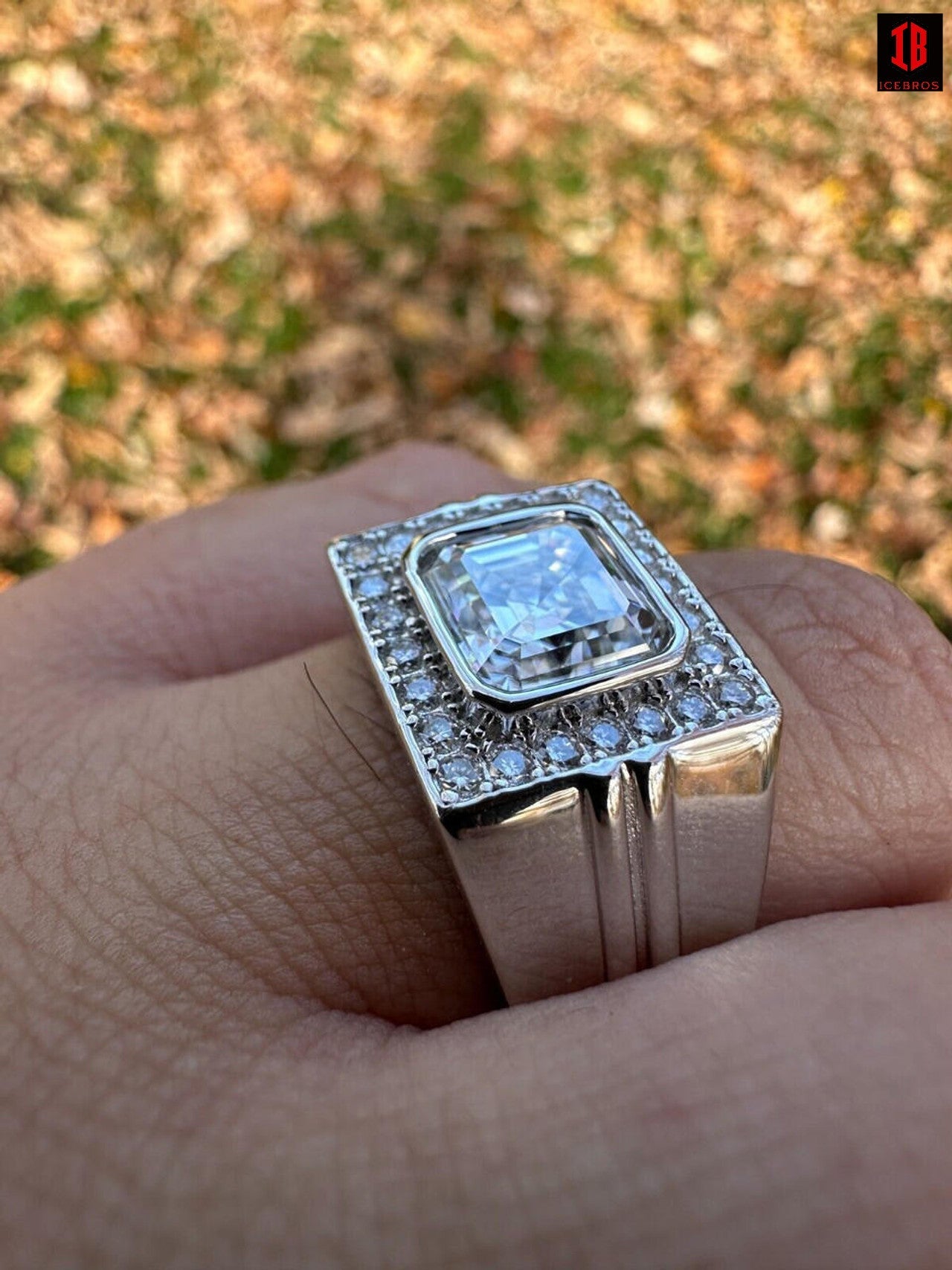 A Person wearing 14k White Gold Asscher-cut Solitaire Ring