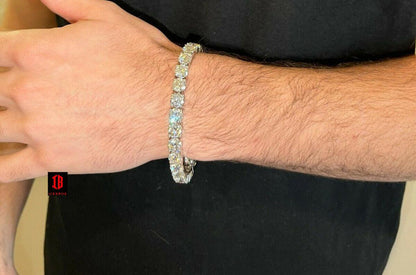 BIG Stone 8mm 44-52ct Real MOISSANITE Iced 925 Silver Tennis Bracelet