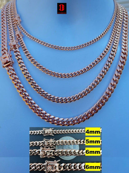 Miami Cuban Link Chain Necklace 14k Rose Gold Over Stainless Steel (4-18mm)