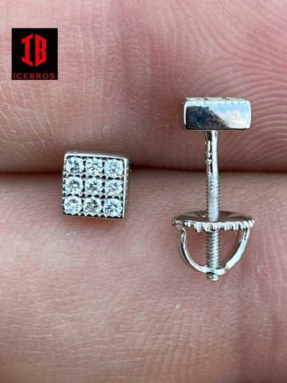 0.2ct REAL Natural VS G Real Diamond Men's Ladies Earrings Iced Micro 5mm Square Earrings