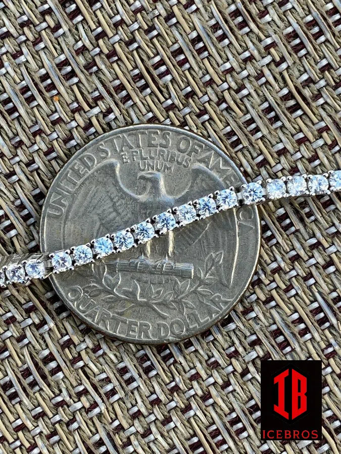 2mm White Gold Moissanite Diamond Micro Tennis Bracelet 