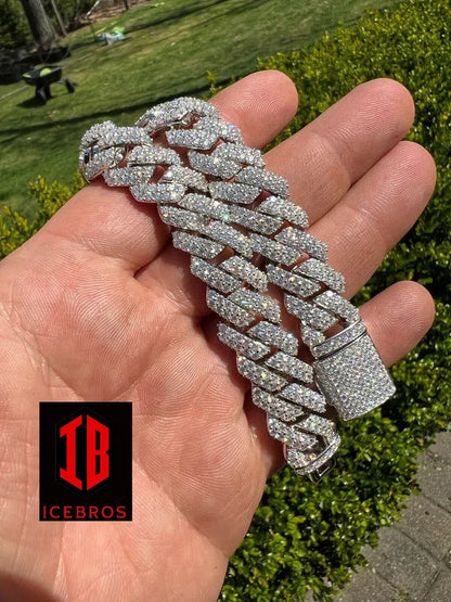 White Gold Miami Prong Cuban Link Bracelet