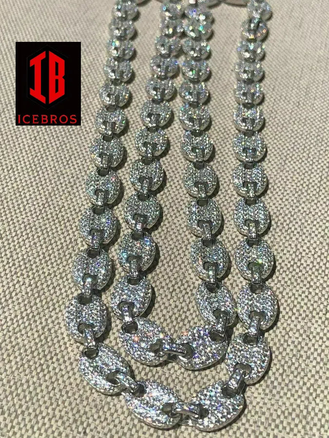 YELLOW GOLD Men's Mariner Gucci Link Chain ICY Man Made Diamonds Solid 925 Silver 8mm Thick