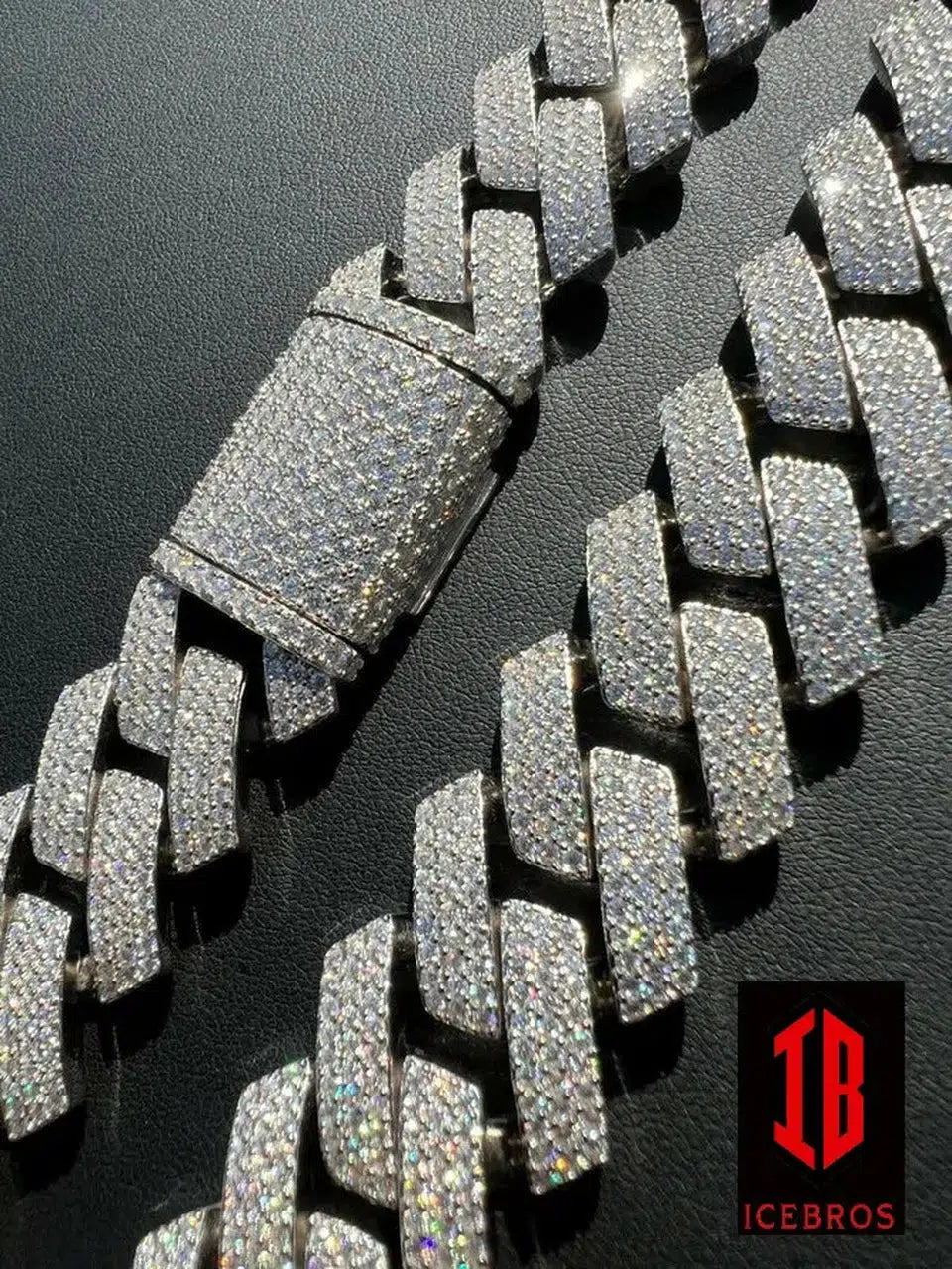 22mm White Gold Miami Curb Cuban Link Chain Vvs Moissanite 925 Sterling Silver Necklace 