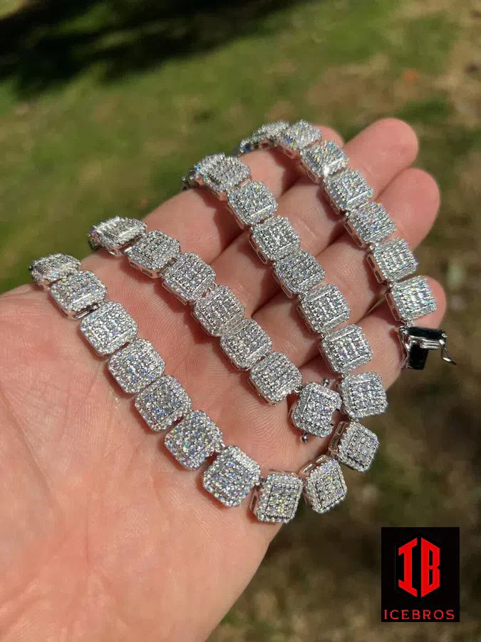 White gold square tennis chain