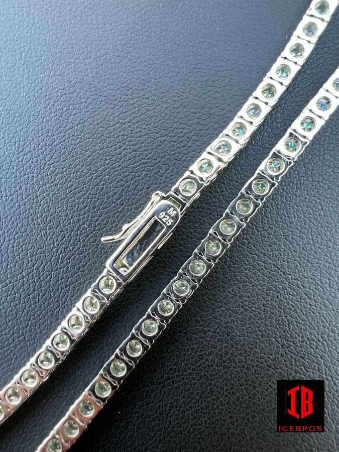 5mm Blue Green 925 Sterling Silver MOISSANITE Tennis Chain Necklace