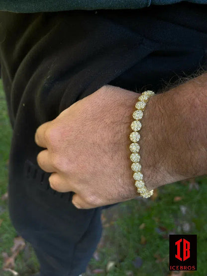 Gold Clustered Diamond Tennis Bracelet mens