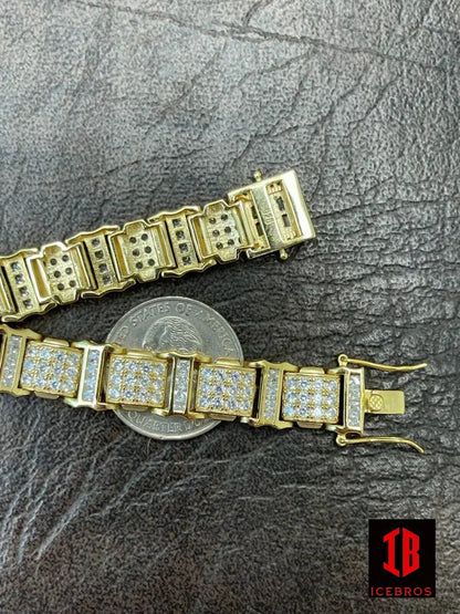 MOISSANITE Men's 11.5mm Iced Presidential Bracelet Real 925 Sterling Silver