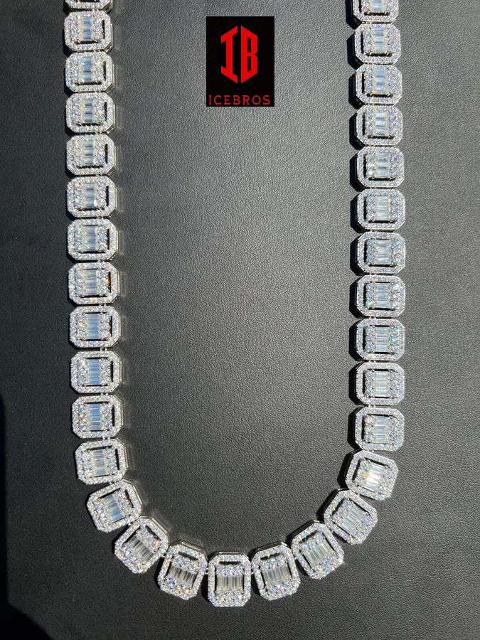 15mm white gold moissanite diamond tennis chain necklace