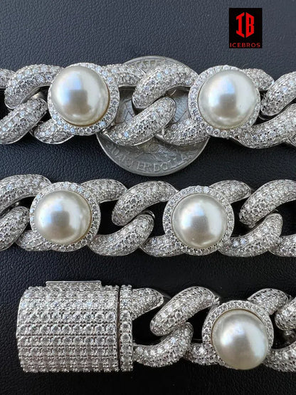 Detailed View of White Pearl Of Infinity Link Chain Necklace 