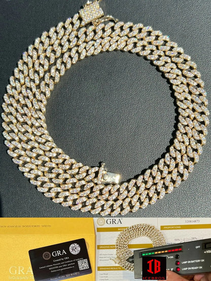 Real Solid 10k Gold Iced MOISSANITE 6mm Miami Cuban Chain