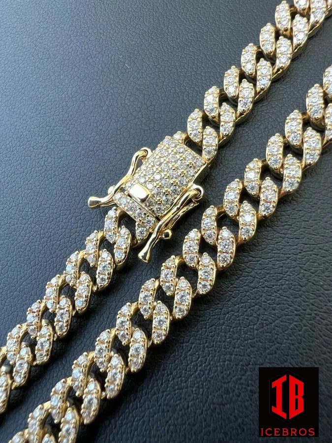 Real Solid 10k Gold Iced MOISSANITE 6mm Miami Cuban Chain