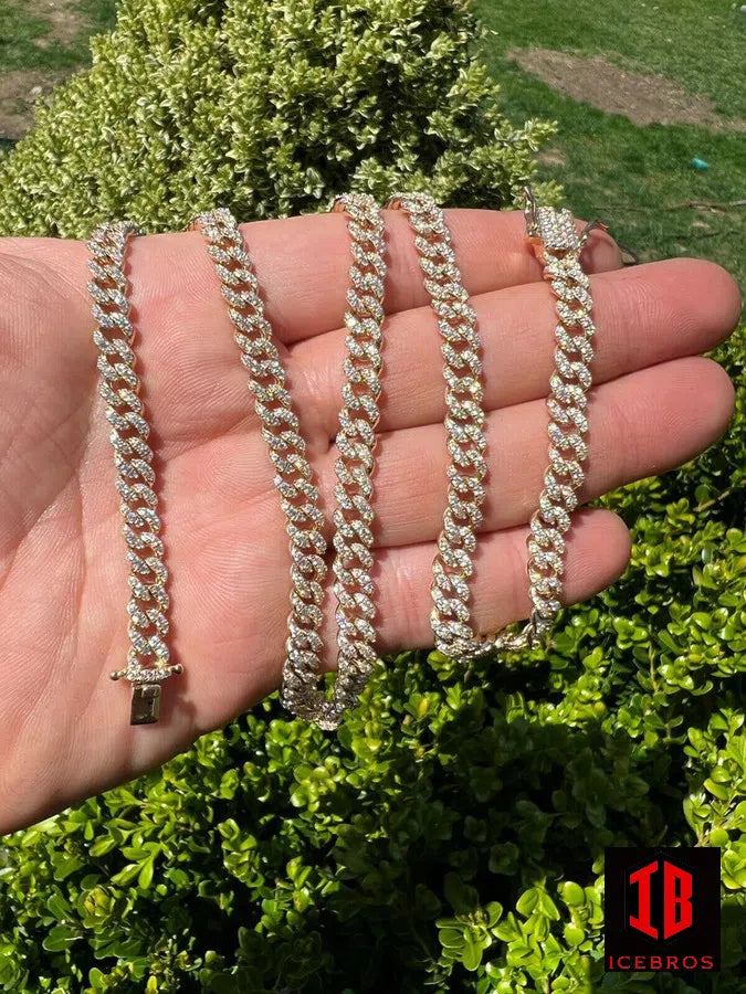 Real Solid 10k Gold Iced MOISSANITE 6mm Miami Cuban Chain