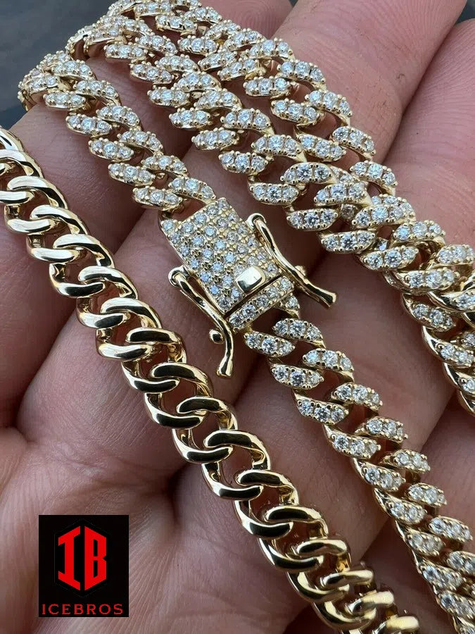 Real Solid 10k Gold Iced MOISSANITE 6mm Miami Cuban Chain