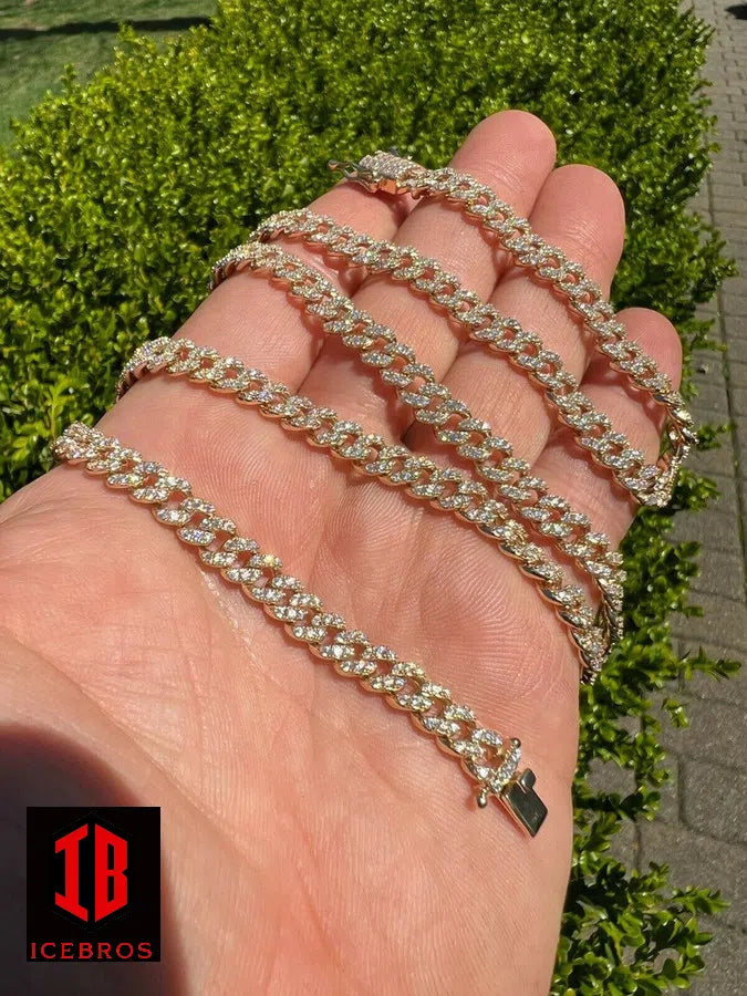 Real Solid 10k Gold Iced MOISSANITE 6mm Miami Cuban Chain