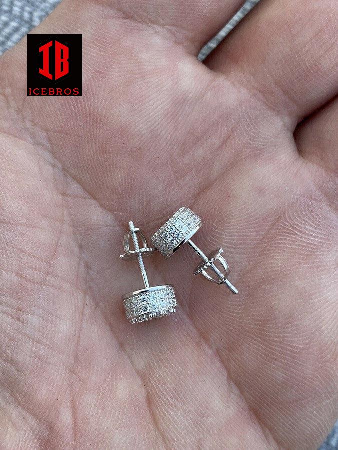 925 Sterling Silver Iced Round 3D Earrings 2.6ct Moissanite Passes The Diamond Tester Studs