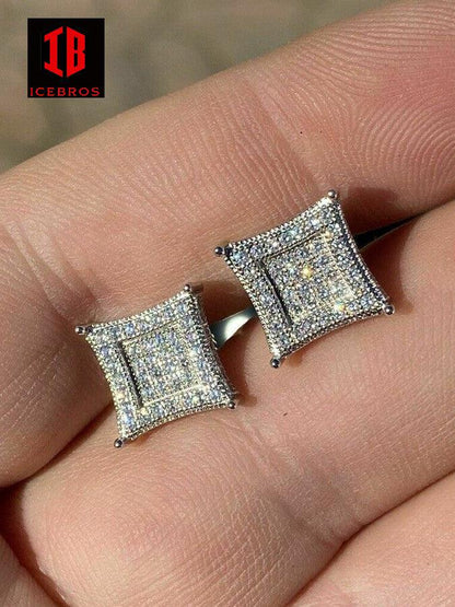 Men's 925 Sterling Silver MOISSANITE Iced 3D Kite Earrings Passes Diamond Tester