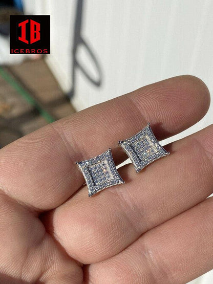 Men's 925 Sterling Silver MOISSANITE Iced 3D Kite Earrings Passes Diamond Tester