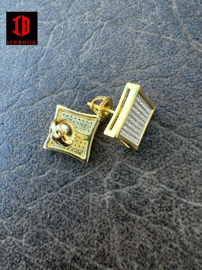 Iced Moissanite Screwbacks Square Shape Kite Earrings Pass Diamond Tester 4mm-18mm