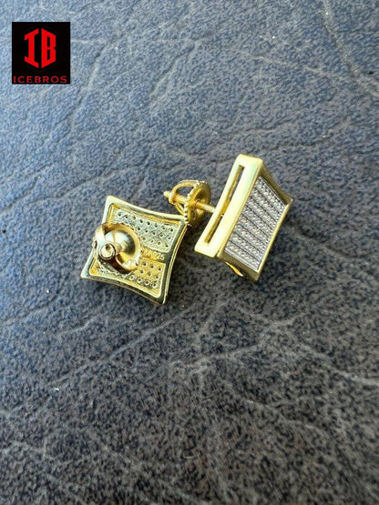 Iced Moissanite Screwbacks Square Shape Kite Earrings Pass Diamond Tester 4mm-18mm