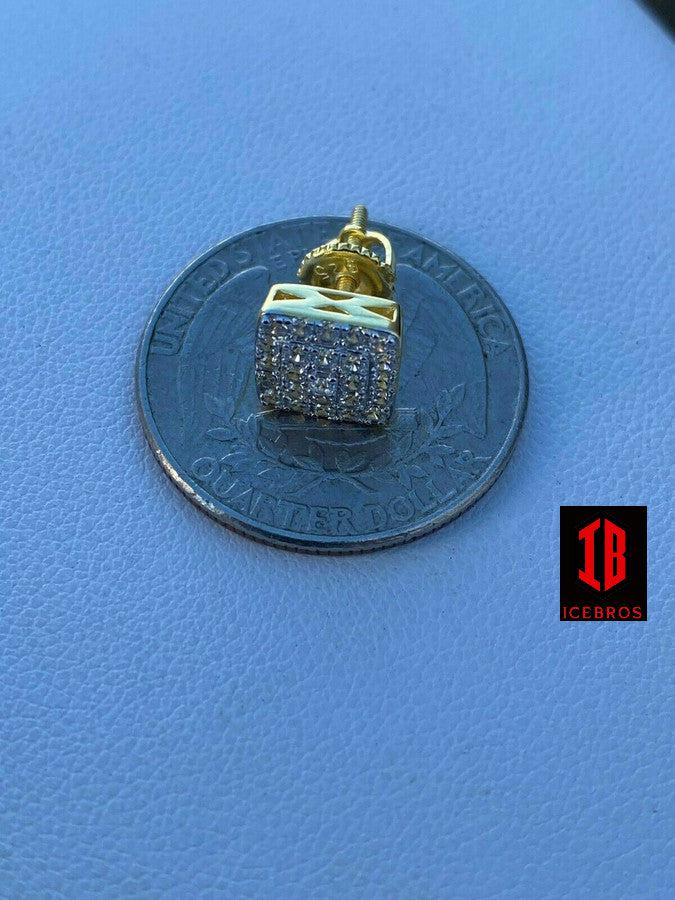 925 Sterling Silver Iced MOISSANITE Square Screw back Earrings Passes Diamond Tester