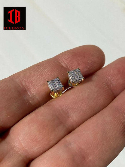 925 Silver Moissanite 14k Gold Vermeil Iced Hip Hop Round Earrings Stud Passes Diamond Tester