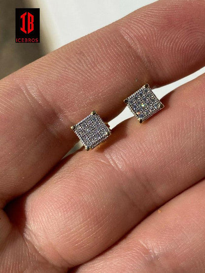 925 Silver Moissanite 14k Gold Vermeil Iced Hip Hop Round Earrings Stud Passes Diamond Tester