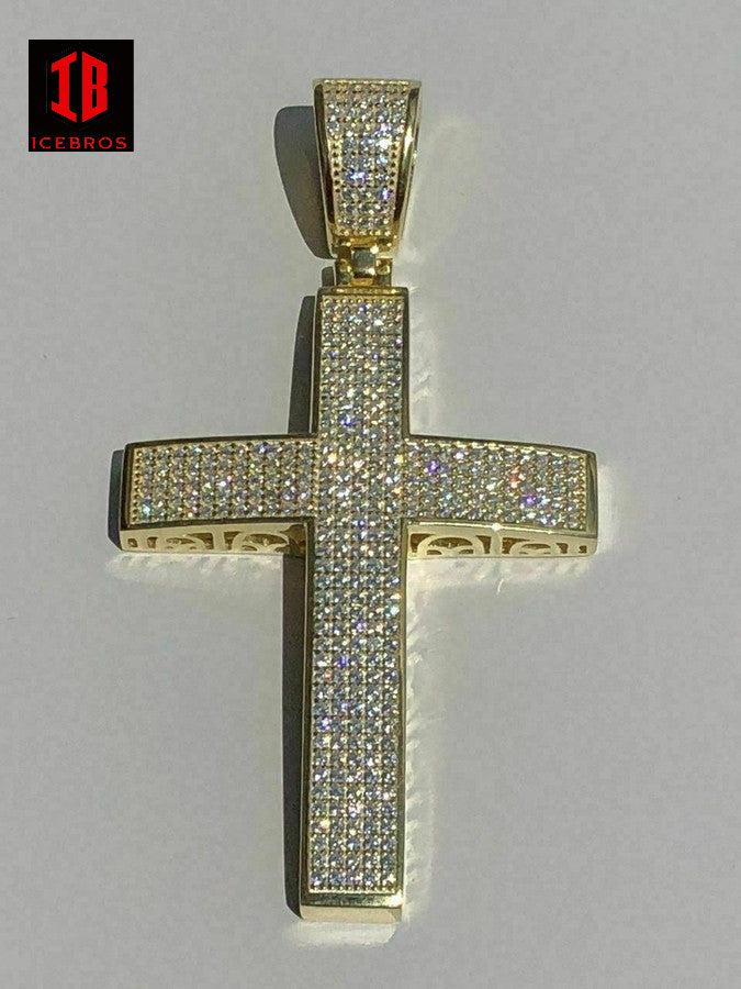 925 Sterling Silver Big Iced Cross Pendant 2.5CT MOISSANITE Pass Diamond Tester