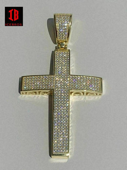 925 Sterling Silver Big Iced Cross Pendant 2.5CT MOISSANITE Pass Diamond Tester