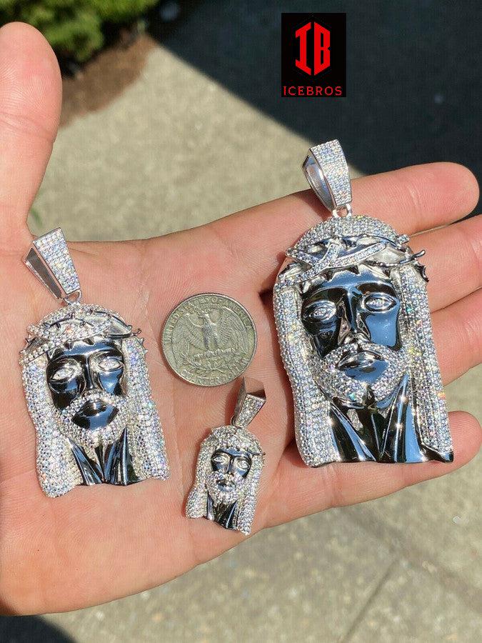 925 Sterling Silver MOISSANITE Jesus Head Piece Iced Pendant Passes Diamond Tester