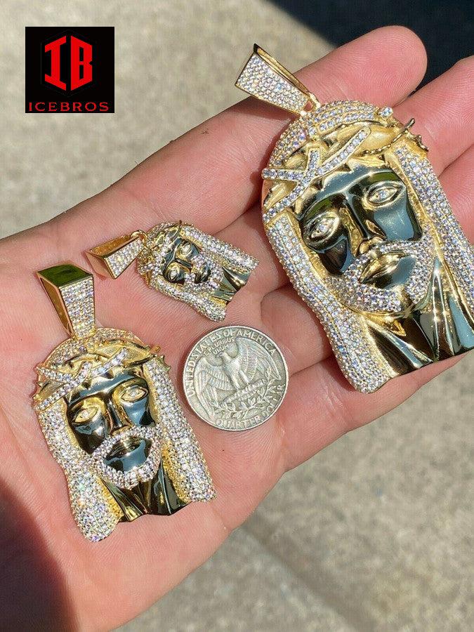 925 Sterling Silver MOISSANITE Jesus Head Piece Iced Pendant Passes Diamond Tester