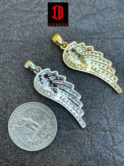 Iced Hip Hop Angel Wing Pendant 925 Sterling Silver MOISSANITE Passes Diamond Test