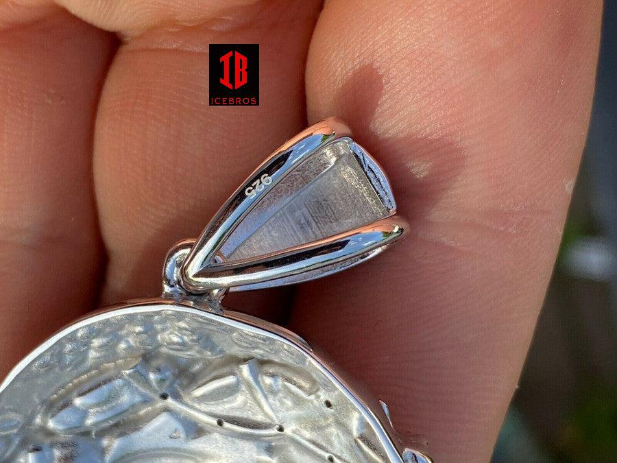 0.1ct REAL VS Natural Diamonds Real 925 Sterling Silver Iced Jesus Piece Charm