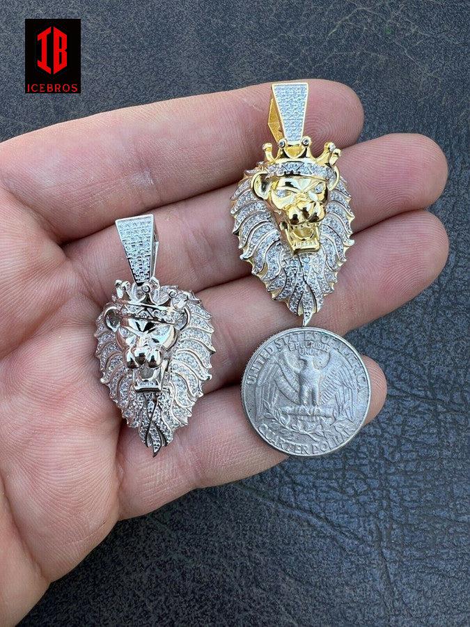 MOISSANITE Iced Rasta Lion Crown Pendant Necklace Passes Diamond Test