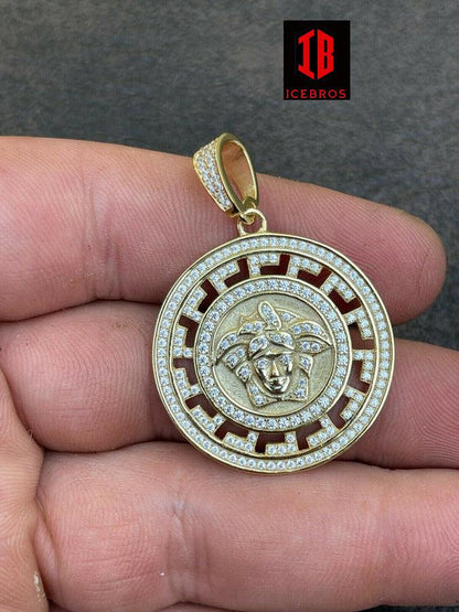 MOISSANITE Solid 925 Sterling Silver / Gold Hip Hop Medusa Head Pendant Men's Iced Necklace Medallion - Passes Diamond Tester