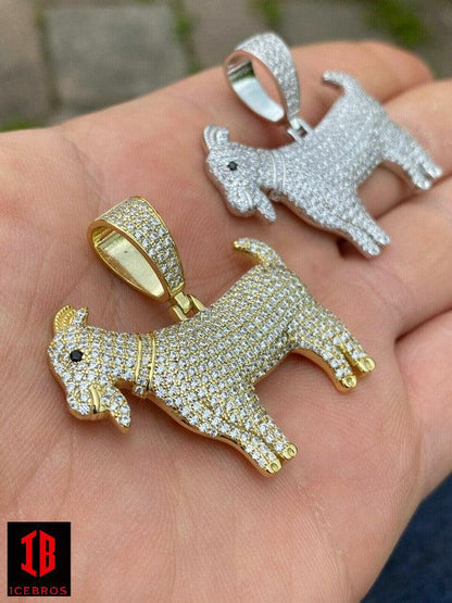 Moissanite Iced GOAT Charm Pendant Gold Vermeil Men's Passes Diamond Tester