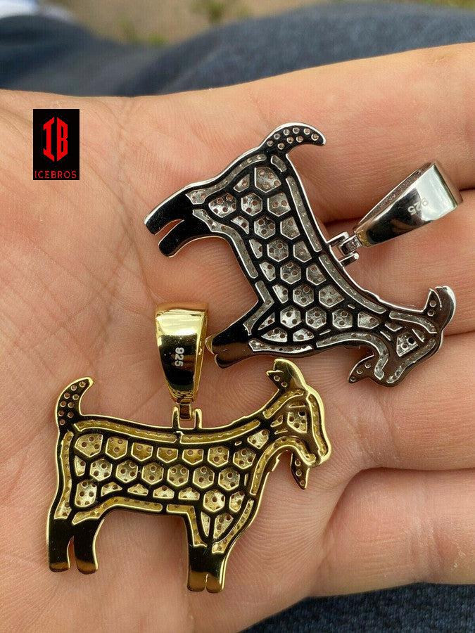 Moissanite Iced GOAT Charm Pendant Gold Vermeil Men's Passes Diamond Tester