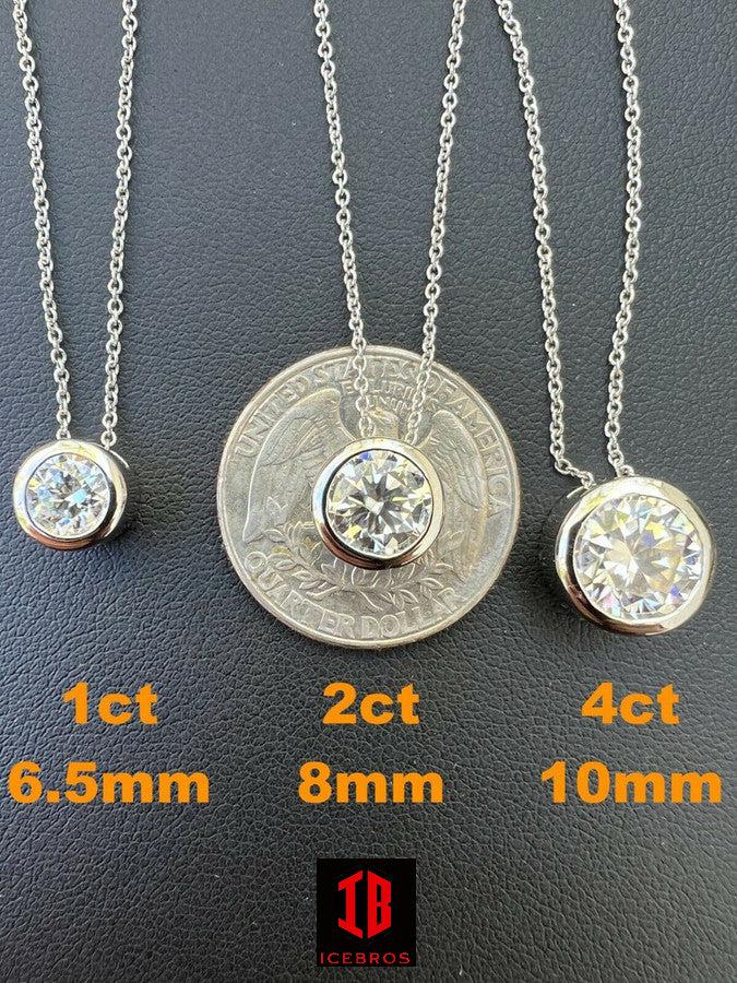 925 Sterling Silver GRA Round Moissanite Womens Solitaire Pendant Charm Passes Diamond Tester