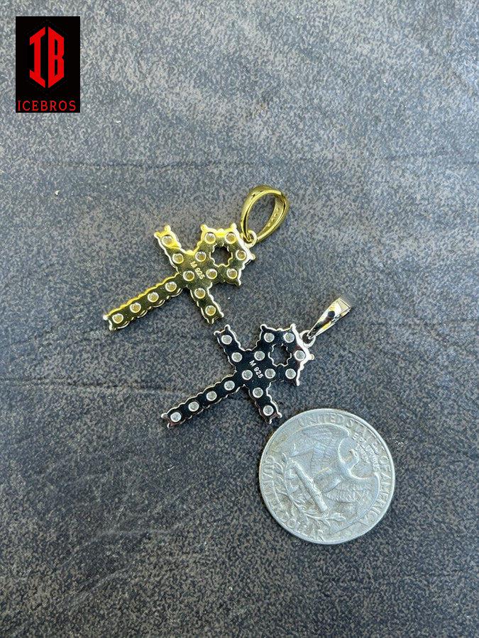 MOISSANITE Tennis Ankh Cross Charm Pendant Iced Necklace Diamond Test